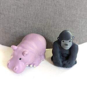 Fisher Price Little People Zoo Talkers Hippo Guerilla Figurine Toys Set of 2